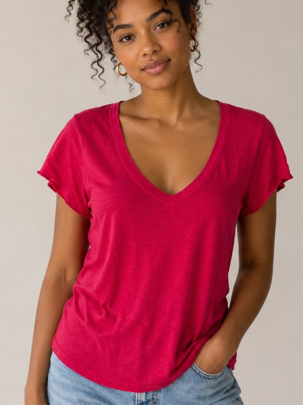 rag & bone Women's Short Sleeve V-Neck Tee